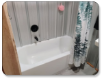 a picture of the interior of our Cub Cabin here at Barker Gap Campground