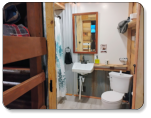 a picture of the interior of our Cub Cabin here at Barker Gap Campground