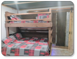 a picture of the interior of our Cub Cabin here at Barker Gap Campground