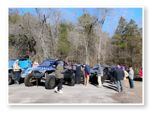 Several sxs's staging to run the buckhorn trail system