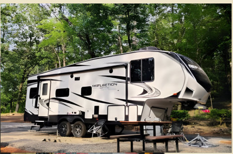 A fifth wheel camper in our campground